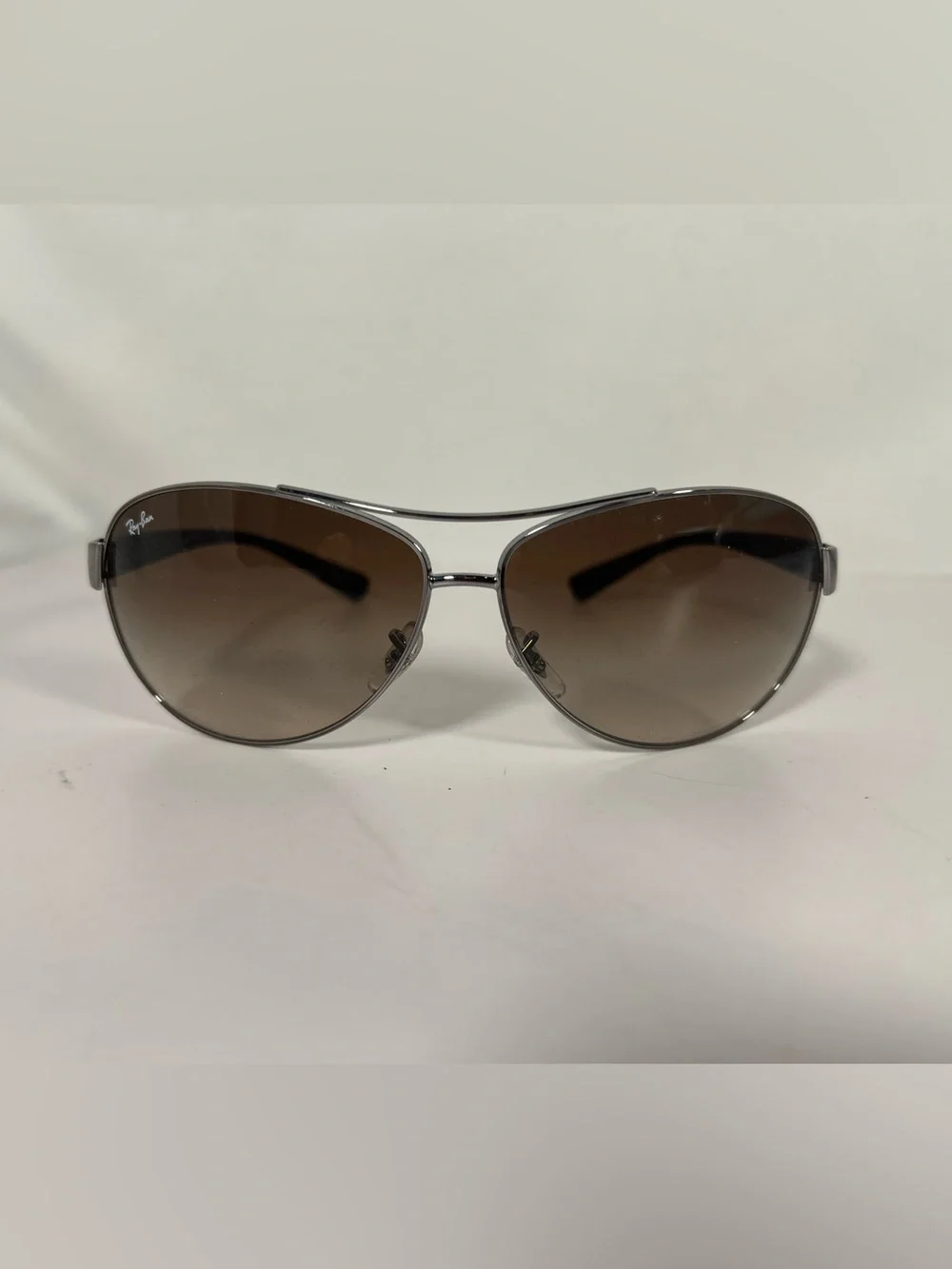 5101: Ray-Ban RB3386 Aviator Brown Gradient Sunglasses Silver + Case